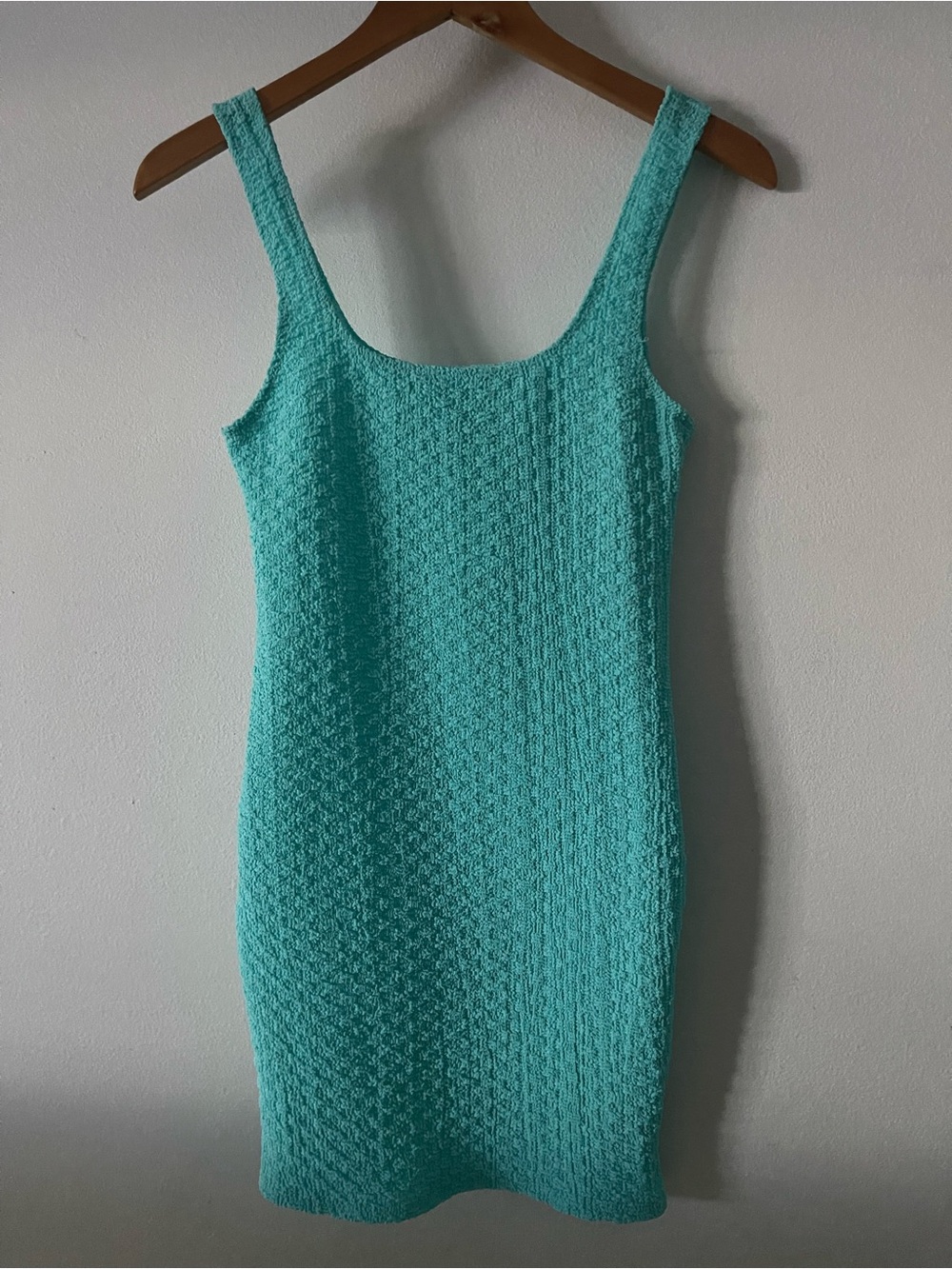 VTG Textured Bodycon Dress in Aqua Turquoise Sz XS / S